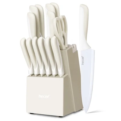 Hecef® Kitchen Knife Set w/ Block Professional stainless steel Sharp Chef knife