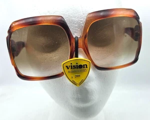 Vintage Large VISION Women Square SUNGLASSES original tag NOS, 1970s, Taiwan - Picture 1 of 8