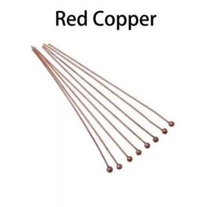 Red Copper Ball Head Pins 200pcs - 16-50mm - Jewellery Headpins Gauge 25 - Picture 1 of 1