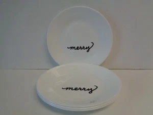 4 Corelle Merry (Christmas) Appetizer or Dessert Plates 6-3/4" New Made in USA - Picture 1 of 3