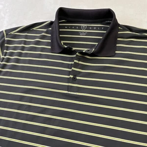 Nike Golf Shirt Mens XL Gray Polo Striped FitDry Swoosh Stretch Athleisure - Picture 1 of 8