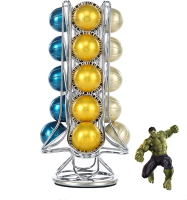 Soporte para cápsulas de café insignia giratorio 360 grados Nespresso Vertuoline cromo  Foto 1 de 4