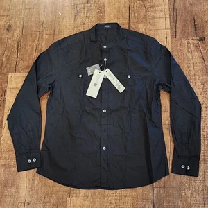 NWT COOFANDY Men's sz M Muscle Fit long sleeve Dress Shirts Button Black western - Picture 1 of 11