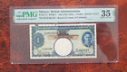 Old banknote PMG from Malaya 1 dollar 1941 Board of Commissioners of Currency
