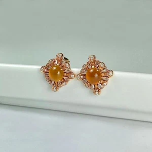 【KATHY JADE】Icy Emerald Yellow Jadeite Jade Earring《Grade A》 - Picture 1 of 1