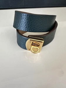 SERGIO ROSSI LEATHER BRACELET WITH GOLD HARDWARE GREEN - Picture 1 of 7