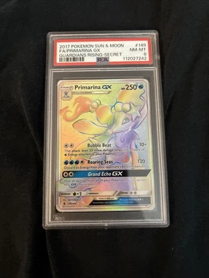 Pokemon Primarina GX Guardians Rising Secret Rare Full Art #149 PSA 8 Near Mint - Image 1 of 4