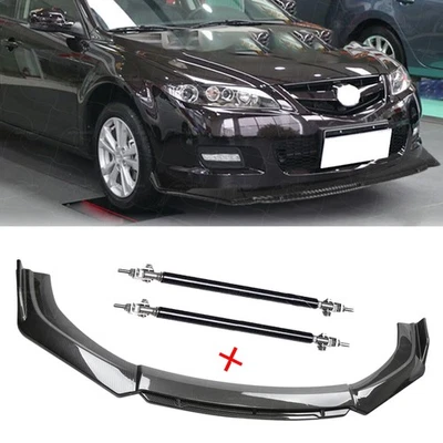 For Mazda Protege Carbon Fiber Black Front Bumper Lip Chin Body Kit Spoiler - Image 1 of 4