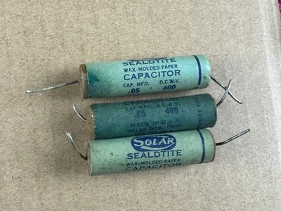 3 tapas de tono de guitarra condensadores solares Sealdtite .05 uf 400v 1946 de colección PRUEBA BUENA Foto 1 de 4
