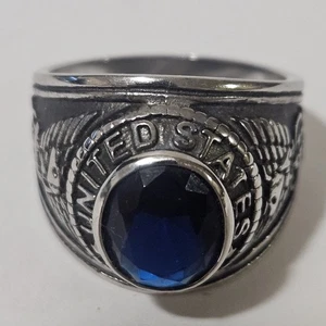 ANILLO Marina de los Estados Unidos EE. UU. USN Acero Inoxidable Veterano Azul Circonita cúbica Para hombres Talla 16 - Imagen 1 de 7