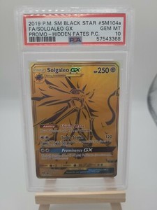 Solgaleo GX GOLD SECRET FULL ART RARE SM104a SM Hidden Fates Set Pokemon NM