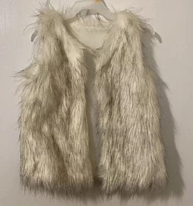 Girls Faux Fur Vest Kid Size XXL 6 White Black Unbranded Furry Soft Fall Winter - Picture 1 of 7