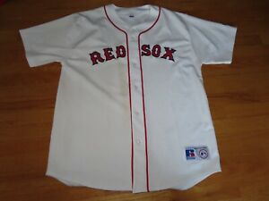 Vintage Russell Label - BOSTON RED SOX Button-Down (XL) Baseball Jersey WHITE