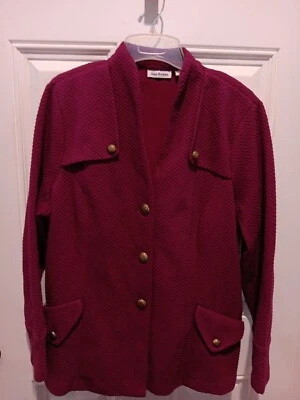 Chaqueta Blazer Joan Rivers Fucsia Cinturón Espalda Mangas Largas XL Botones Acento Dorado Foto 1 de 4