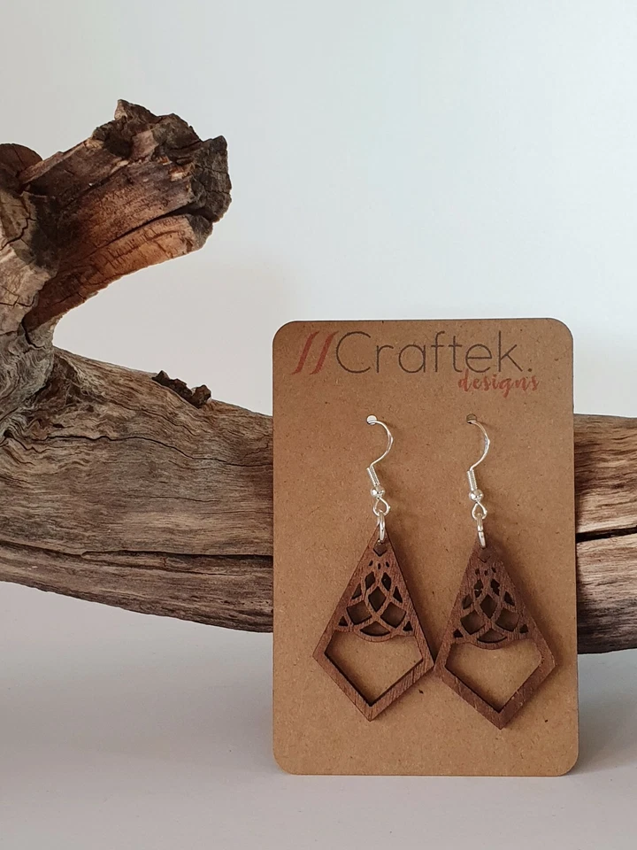 Pendientes de madera corte láser gota/colgante estilo H1 Foto 1 de 1