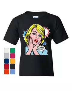 OMG! SRSLY? Funny Youth T-Shirt Vintage Style Comic Sarcastic Pop Art Kids Tee - Picture 1 of 8
