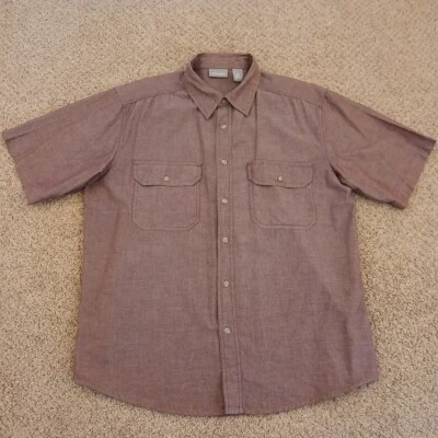 Quest рубашка мужская большая однотонная фиолетовая с коротким рукавом карманы на пуговицах хлопок - Изображение 1 из 4