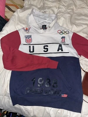 VINTAGE OLYMPICS HOODIE. WITH EXTRA BADGES. 1988 WORLD GAMES Foto 1 de 4
