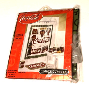 $25 Coca-Cola 70 x 72 Vinyl Shower Curtain Vintage 90s Open Box