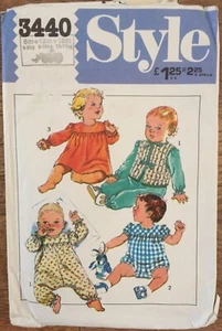 1980's Style 3440 Baby/Toddler Romper Dress Gilet Sewing  Size 6-12-18mths RARE - Picture 1 of 2