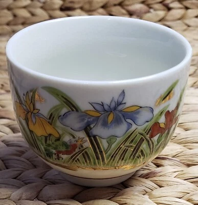 1 taza japonesa vintage para reemplazo colorido azul iris detalles dorados adorno Foto 1 de 4