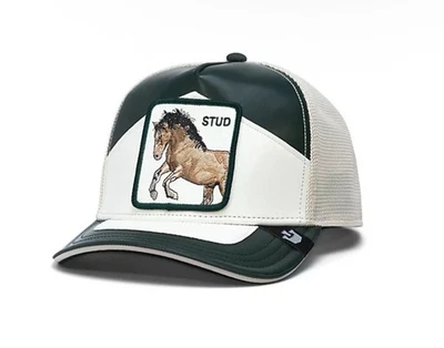 Goorin Bros. Gorra de camionero The Farm Moto con tachuelas de cuero con cierre a presión OSFM NUEVA CON ETIQUETAS  Foto 1 de 4