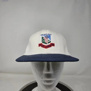 Gorra de golf Oakland Hills vintage con correa trasera blanca azul abierta de Estados Unidos para hombre 1996 años 90 - Imagen 1 de 7