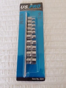 10 Piece 1/4" & 3/8" E Star Sockets On Rail ( Female Torx Sockets - Picture 1 of 2