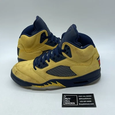 Talla 9.5 - Air Jordan 5 Retro SP Michigan Amarillo Azul Gamuza (CQ9541-704) Foto 1 de 4