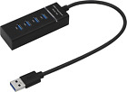 QIANRENON 4-Port USB 3.0 Hub Splitter 5Gbps USB Data Hub 4 in 1 with LED Indicat
