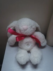 CHAD VALLEY BABY Cute White Bunny Rabbit Soft Plush Toy Red Bow 900 - Picture 1 of 12