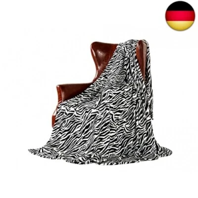 DREAMLANDING Decke für Sofa-150 x 230 cm Zebramuster-Kuscheldecke Flauschig - Bild 1 von 4