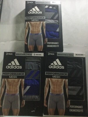 Adidas 3 Pack Boxer Brief Performance Mesh Blue Gray Black New Tags - Image 1 of 4