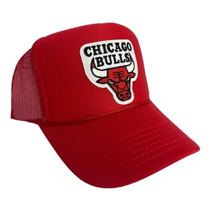 NUEVO SOMBRERO ROJO CHICAGO BULLS 5 PANELES CORONA ALTA CAMIONERO SNAPBACK VINTAGE MODA - Imagen 1 de 3