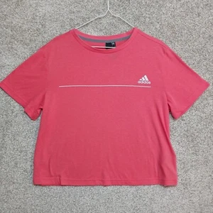 Adidas Shirt Girls L Pink Short Sleeve Round Neck Sporty Knit Active Pullover - Picture 1 of 10