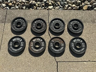 Juego de 2 platos olímpicos vintage Weider International 5,5 lb barra agujero de 2 pulgadas Foto 1 de 2