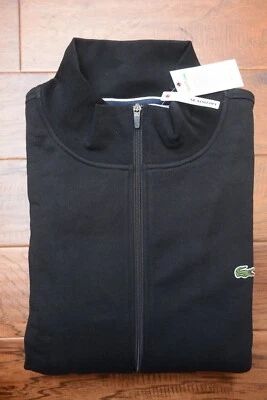 Lacoste SH1607 Men Full Zip Black Fleece Cotton Sweat Jacket Big & Tall 5XLT 12L - Image 1 of 4