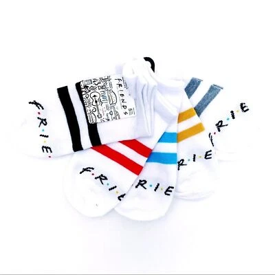 Friends TV Show Womens No Show Socks NBC 90s Retro Gift White Striped 5 Pairs - Image 1 of 4