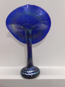 Rare  Artist Signed Tiffany Style Jack in the Pulpit  Calla Lily Art Glass Vase - Picture 1 of 8