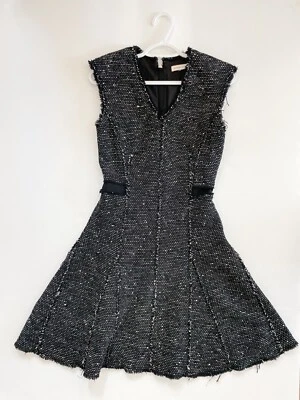 Vestido de tweed para mujer REBECCA TAYLOR 6 negro línea A ajuste y paneles acampanados Foto 1 de 4