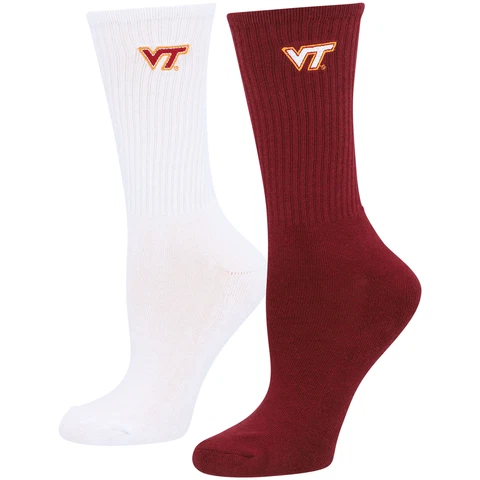 Women's ZooZatz Maroon/White Virginia Tech Hokies 2-Pack Quarter-Length Socks Cover