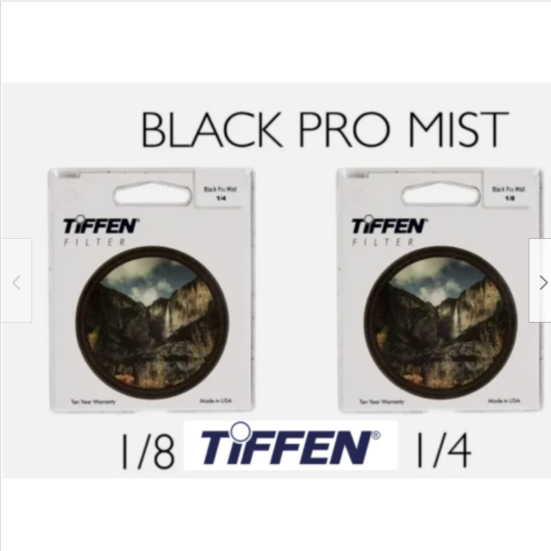 Tiffen 82mm Black Pro-Mist 1/8 & 1/4 Filter 2 Diffusion Filters 82BPM18, 82BPM14