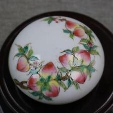 Chinese Porcelain Jingdezhen Famille Rose Longevity Peach Inkpad Boxes 3.34''