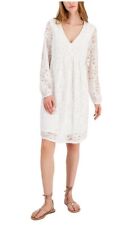 Inc International Concept Womens Lace V Neck Shift Dress White Large #1