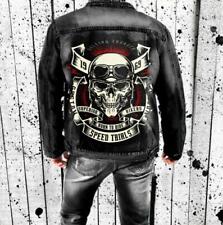 Men's Youth Gothic Skull Printed Hip Hop Washed Jeans Denim Jacket Outwear 2218