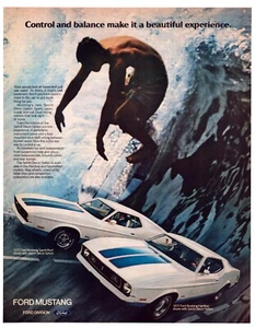 Print Ad Ford 1972 Mustang SportsRoof Hardtop Sprint Decor Surfing 13.5"x10.5" - Picture 1 of 1