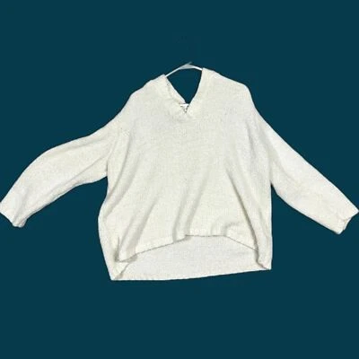 CJ Banks Womens Hoodie Top Long Sleeve Soft White V Neck Plus Size 2X - Image 1 of 4