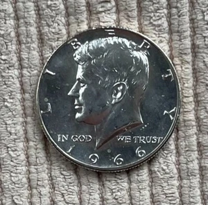 1966 Silver Kennedy Half Dollar 40%, Brilliant AU, Fast Free Shipping - Picture 1 of 2