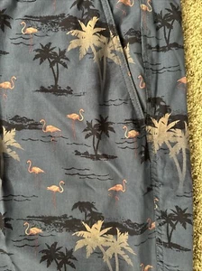 Margaritaville Hawaiian Shorts Mens 42 Blue Palm Trees Flamingo All Over Print - Picture 1 of 4