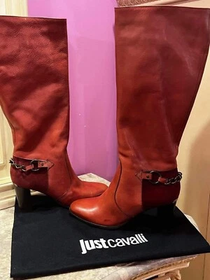 Botas hasta la rodilla de cuero Just Cavalli, nuevas con etiquetas, talla 39 Foto 1 de 4